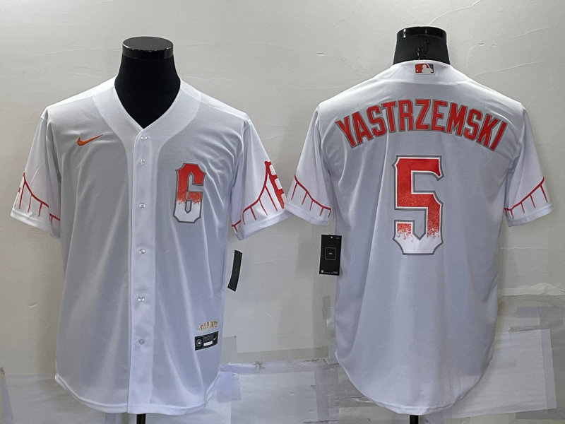 Men's San Francisco Giants Mike Yastrzemski #5 White Baseball Jersey City Edition